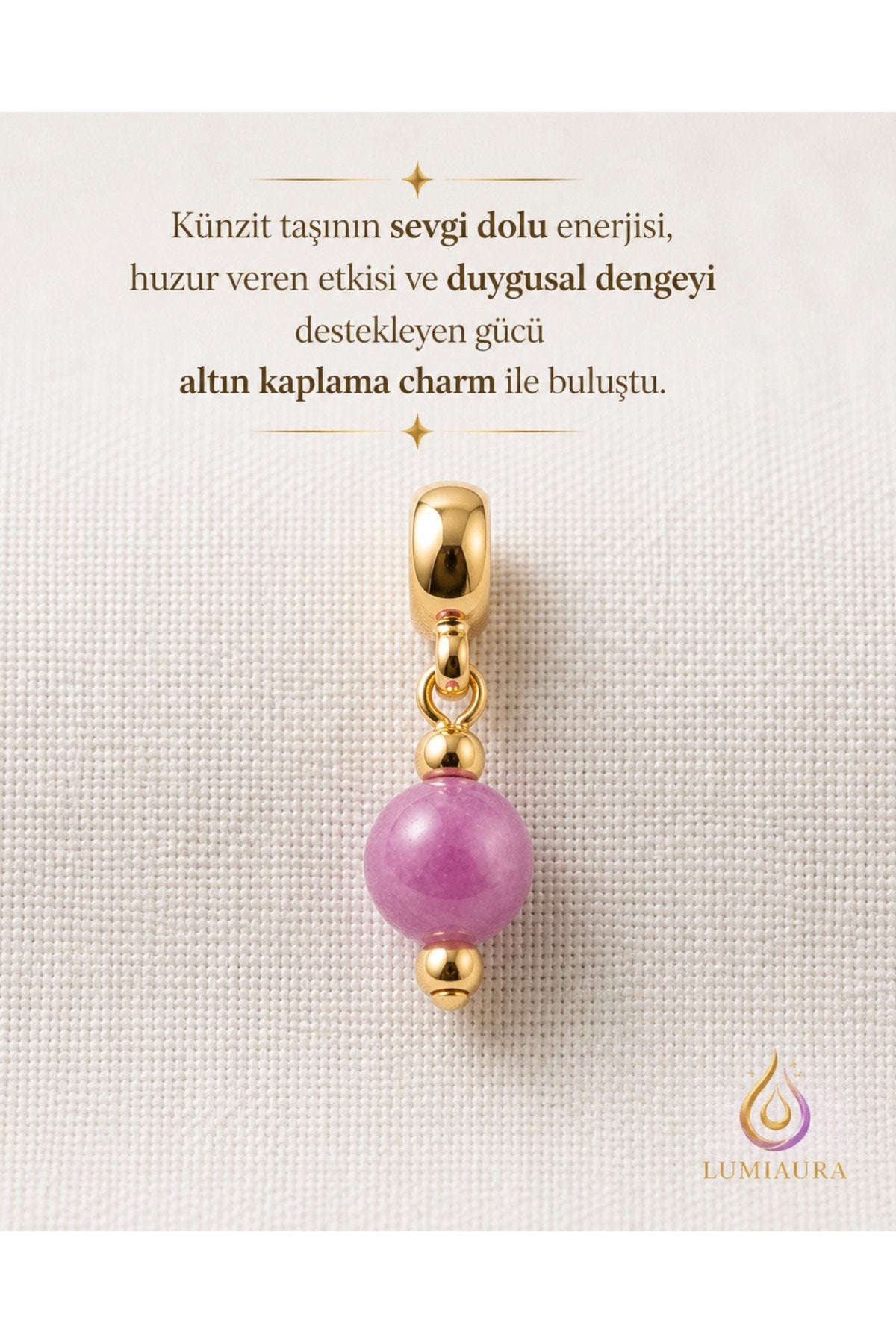 ALTIN KAPLAMA KÜNZİT CHARM