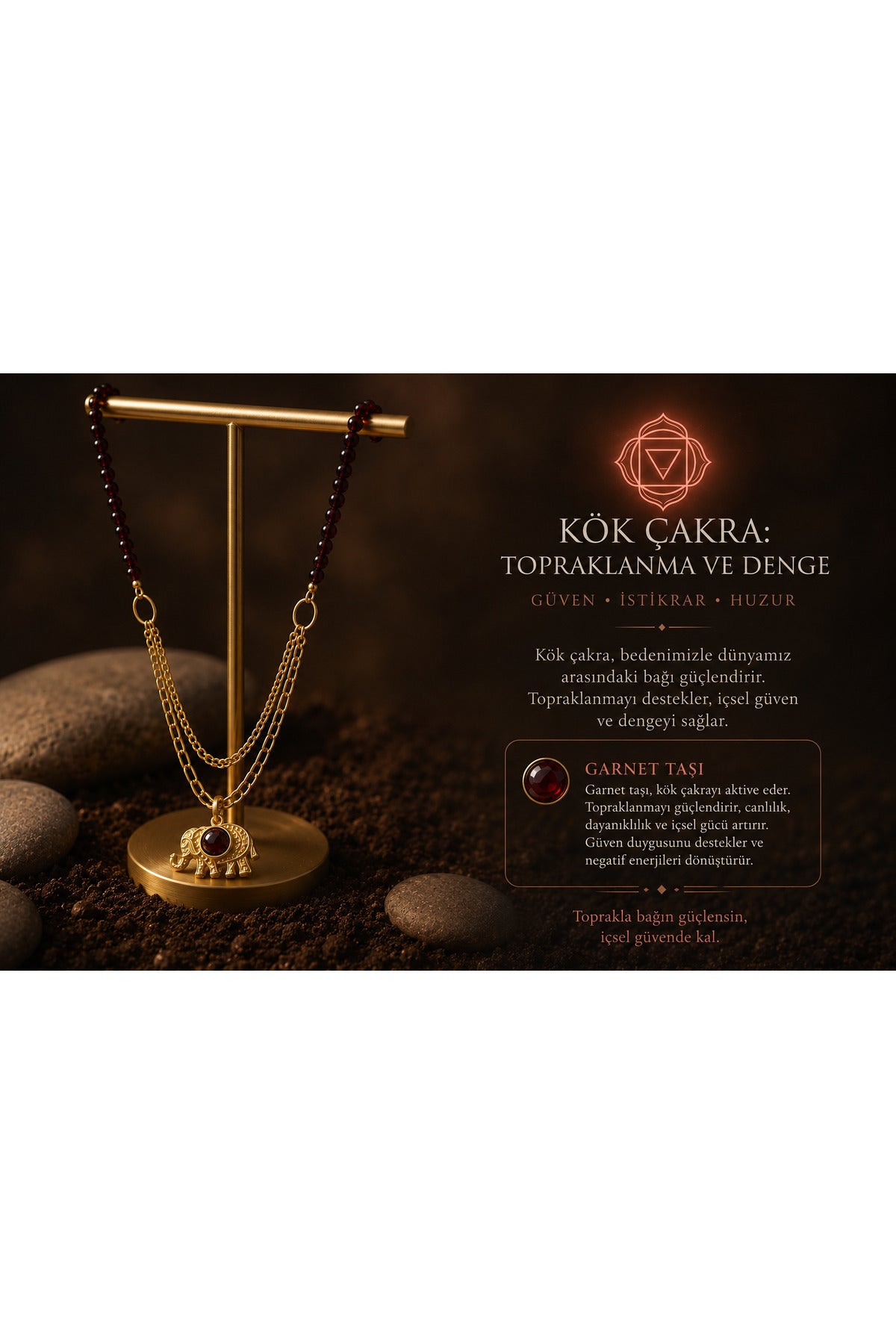 KÖK ÇAKRA KOLYESİ- HEMATİT - ZİRKON