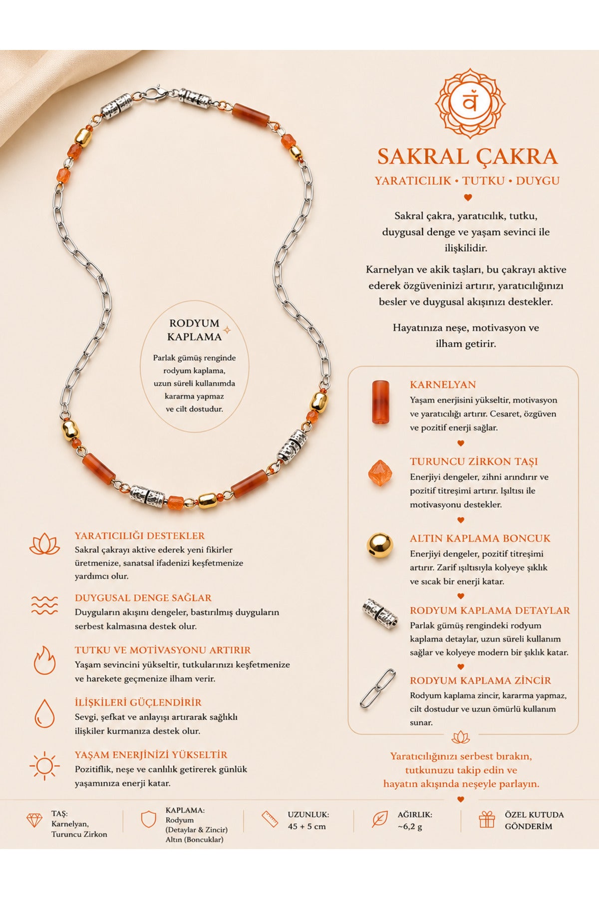 SAKRAL ÇAKRA KOLYESİ- GÜNEŞ TAŞI