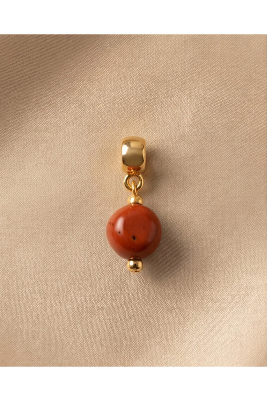 ALTIN KAPLAMA KIRMIZI JASPER CHARM