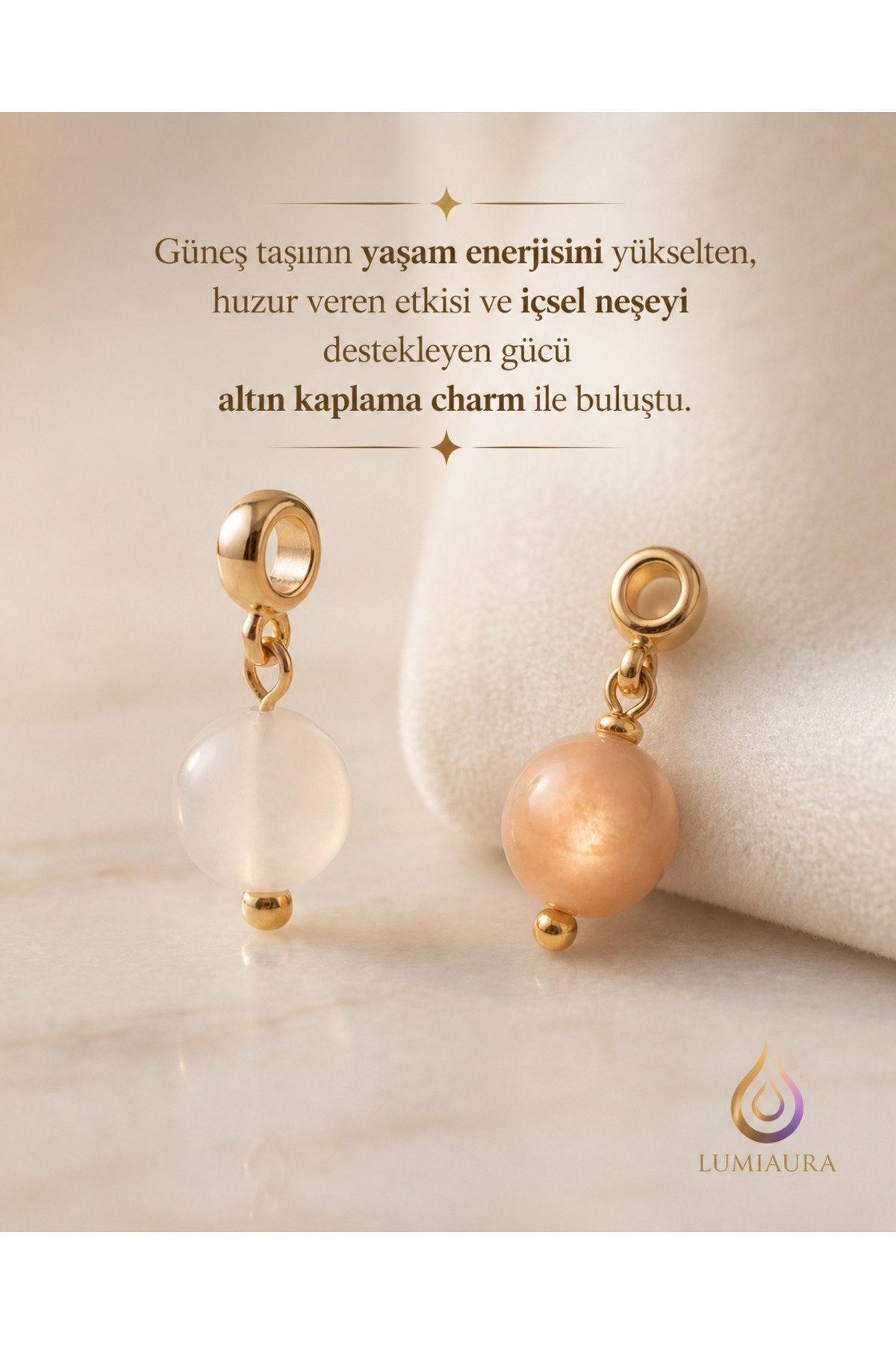 ALTIN KAPLAMA GÜNEŞ TAŞI CHARM