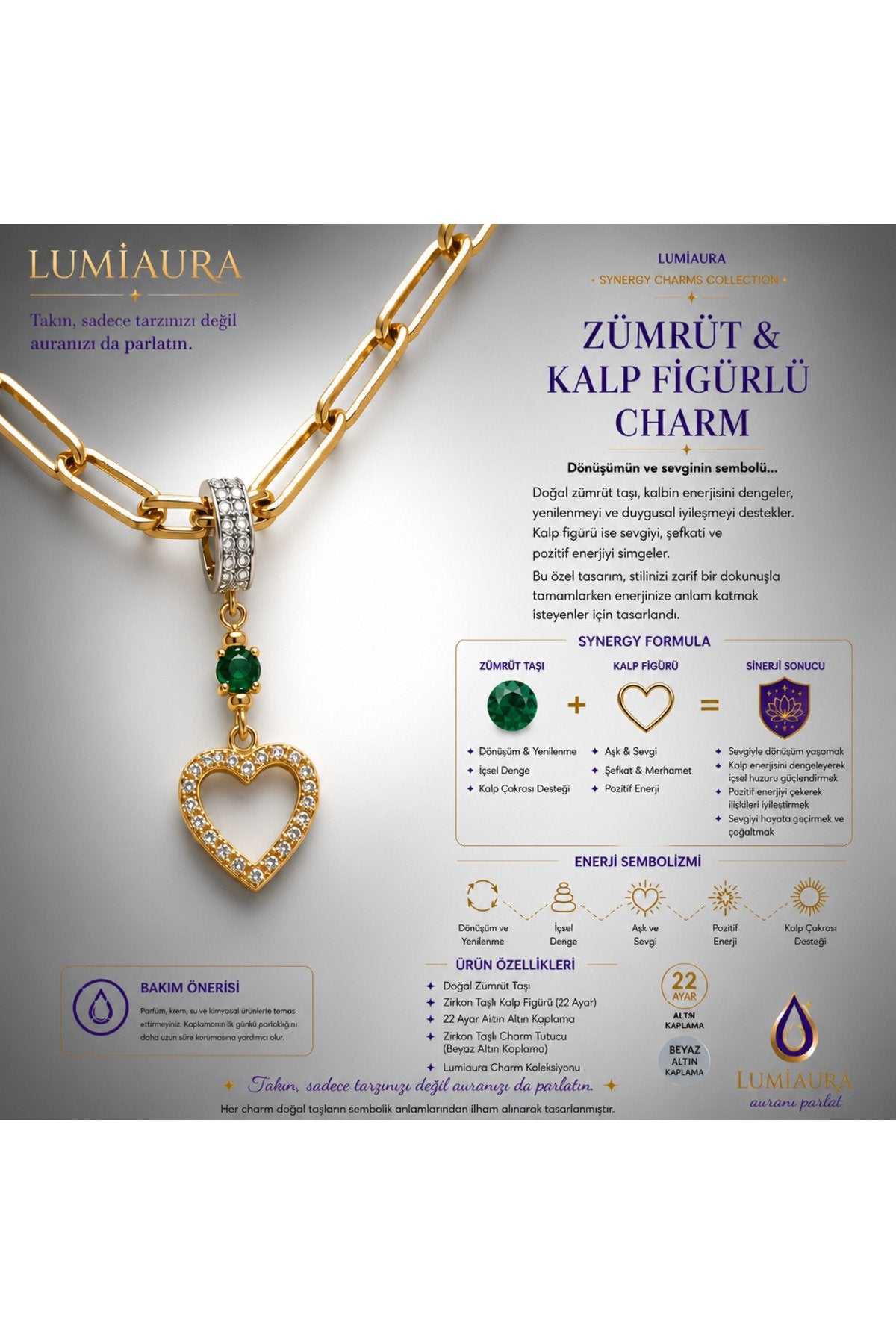 SYNERGY CHARMLAR - BEYAZ ALTIN KAPLAMA-KLİPSLİ