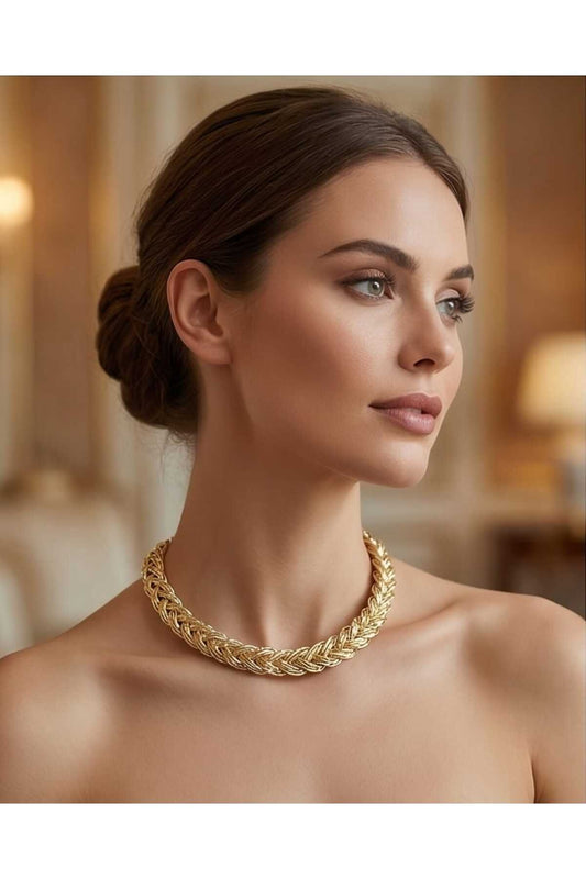 ÖZEL METALİK İP ÖRME -ÇELİK KAPAMALI VE HEMATİT TAŞI DETAYLI AÇILABİLİR KLİPSLİ CHARMLAR İÇİN CHOKER