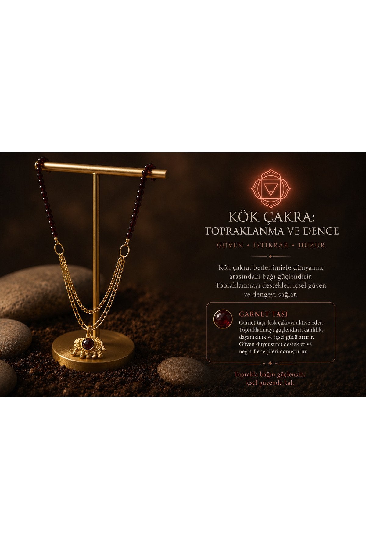 KÖK ÇAKRA KOLYESİ- HEMATİT - ZİRKON