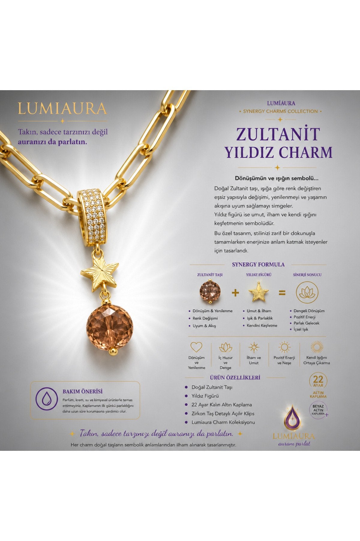 SYNERGY CHARM- ALTIN KAPLAMA-KLİPSLİ