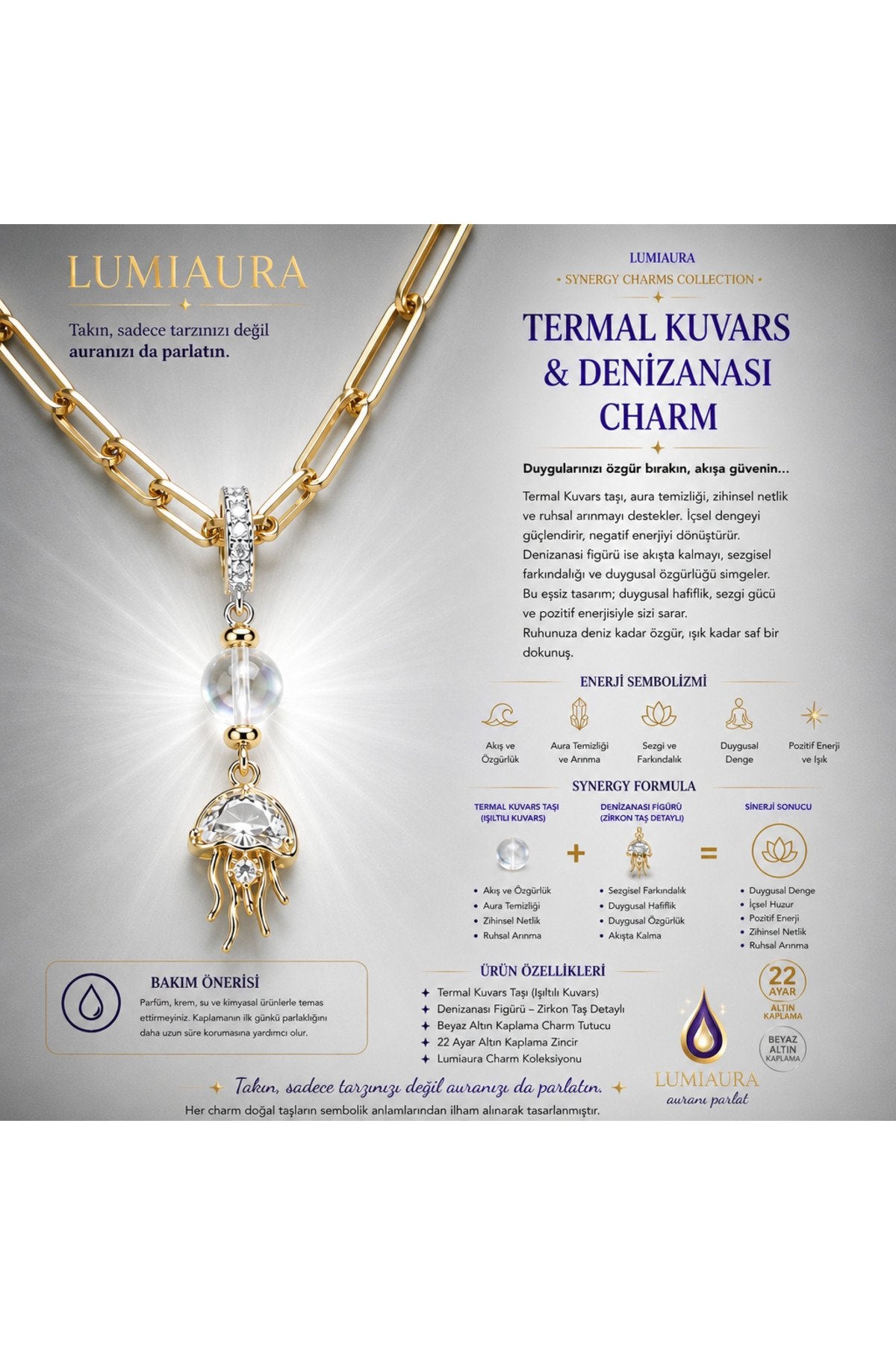 SYNERGY CHARMLAR - BEYAZ ALTIN KAPLAMA-KLİPSLİ