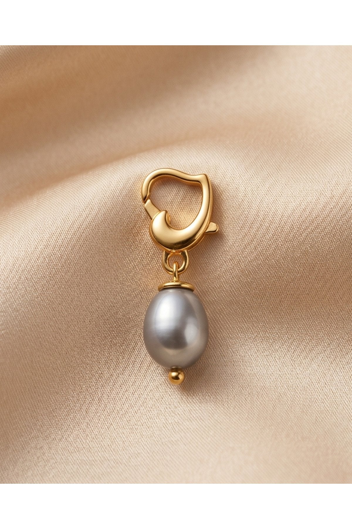 AÇILIR KLİPSLİ GERÇEK BAROK İNCİLİ KALP CHARM